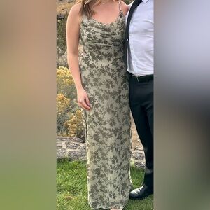 Revelry Skye Floral Burnout Velvet Dress in Silver Sage (696)